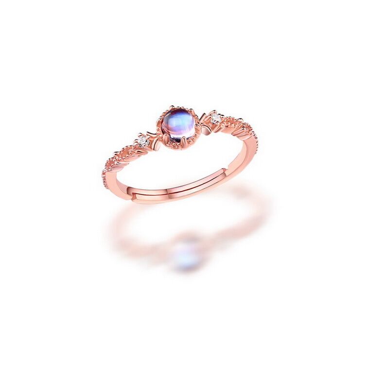 Women's Moonstone 925 Sterling Silver Ring with Rose Gold Plating